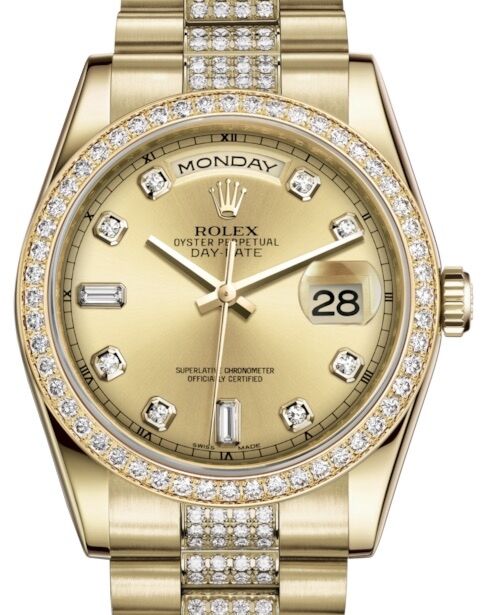 Rolex Day-Date 36 36 mm 118348CDDP Yellow Gold/Diamonds Champagne