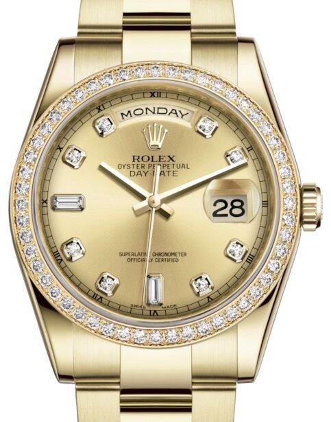 Rolex Day-Date 36 36 mm 118348CDO Yellow Gold/Diamonds Champagne