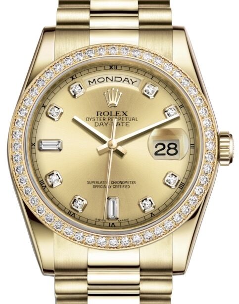 Rolex Day-Date 36 36 mm 118348CDP Yellow Gold/Diamonds Champagne