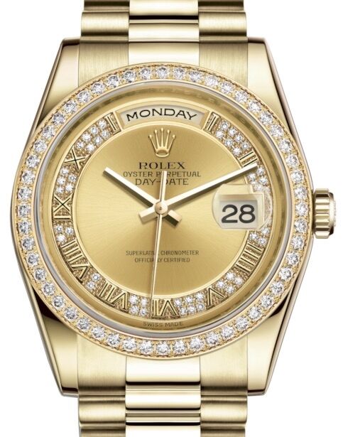 Rolex Day-Date 36 36 mm 118348CDRP Yellow Gold/Diamonds Champagne