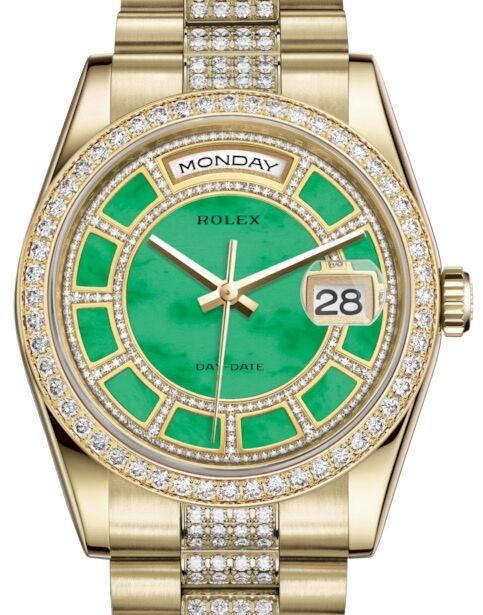 Rolex Day-Date 36 36 mm 118348CGJDDP Yellow Gold/Diamonds Green