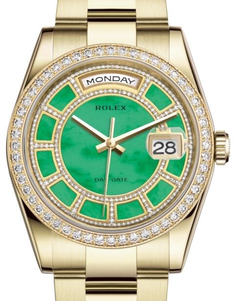 Rolex Day-Date 36 36 mm 118348CGJDO Yellow Gold/Diamonds Green