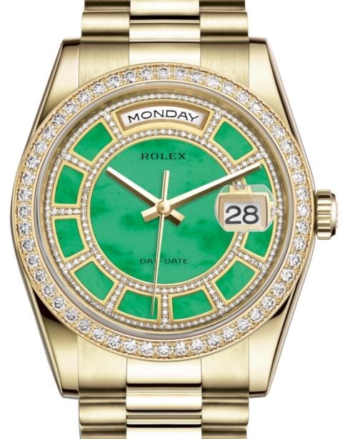Rolex Day-Date 36 36 mm 118348CGJDP Yellow Gold/Diamonds Green