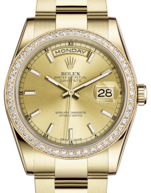 Rolex Day-Date 36 36 mm 118348CHSO Yellow Gold/Diamonds Champagne