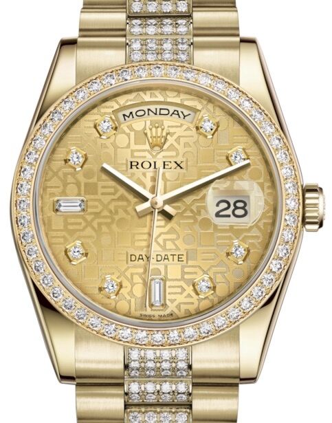 Rolex Day-Date 36 36 mm 118348CJDDP Yellow Gold/Diamonds Champagne