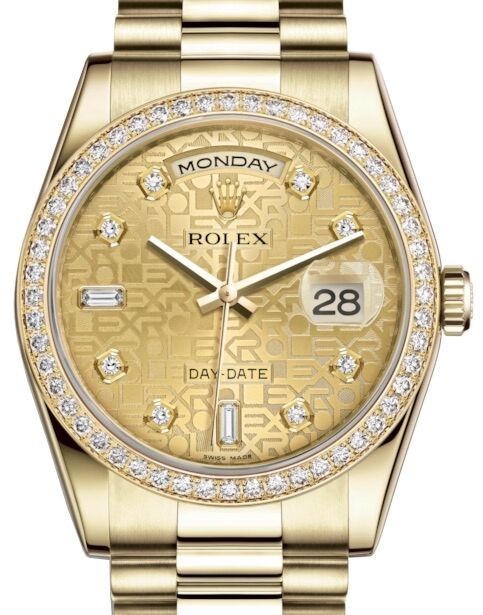 Rolex Day-Date 36 36 mm 118348CJDP Yellow Gold/Diamonds Champagne