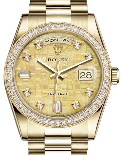 Rolex Day-Date 36 36 mm 118348CMJDP Yellow Gold/Diamonds Champagne