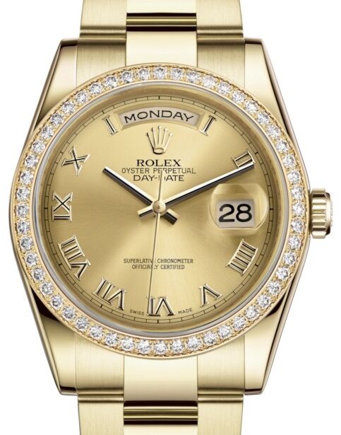 Rolex Day-Date 36 36 mm 118348CRO Yellow Gold/Diamonds Champagne