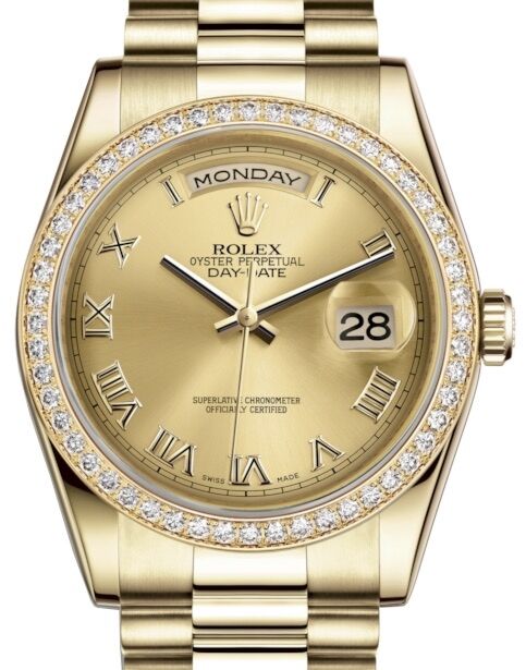 Rolex Day-Date 36 36 mm 118348CRP Yellow Gold/Diamonds Champagne