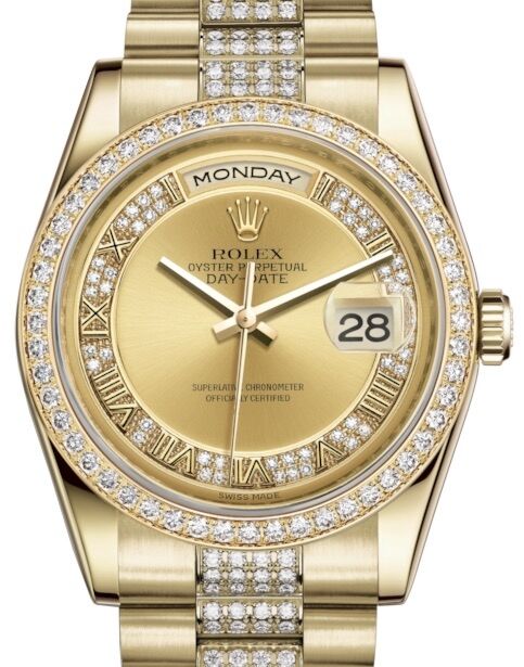 Rolex Day-Date 36 36 mm 118348CSDRDP Yellow Gold/Diamonds Champagne