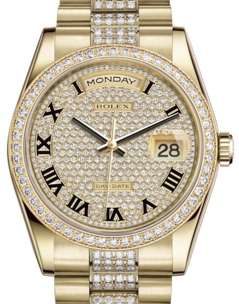 Rolex Day-Date 36 36 mm 118348DPRDP Yellow Gold/Diamonds Diamond Pave