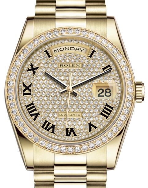 Rolex Day-Date 36 36 mm 118348DPRP Yellow Gold/Diamonds Diamond Pave