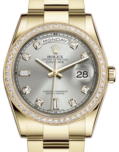 Rolex Day-Date 36 36 mm 118348SDO Yellow Gold/Diamonds Silver