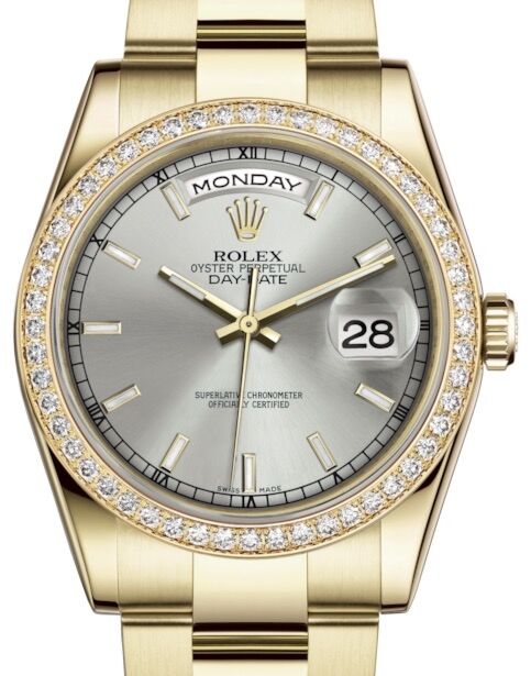 Rolex Day-Date 36 36 mm 118348SSO Yellow Gold/Diamonds Silver