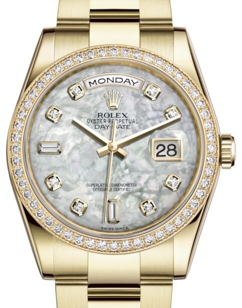 Rolex Day-Date 36 36 mm 118348WMDO Yellow Gold/Diamonds White Mother of Pearl