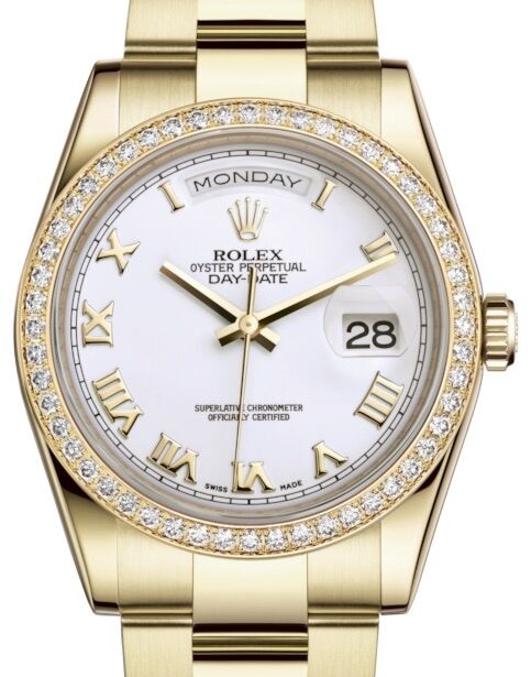 Rolex Day-Date 36 36 mm 118348WRO Yellow Gold/Diamonds White