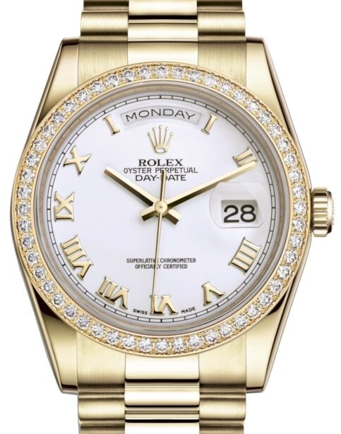 Rolex Day-Date 36 36 mm 118348WRP Yellow Gold/Diamonds White