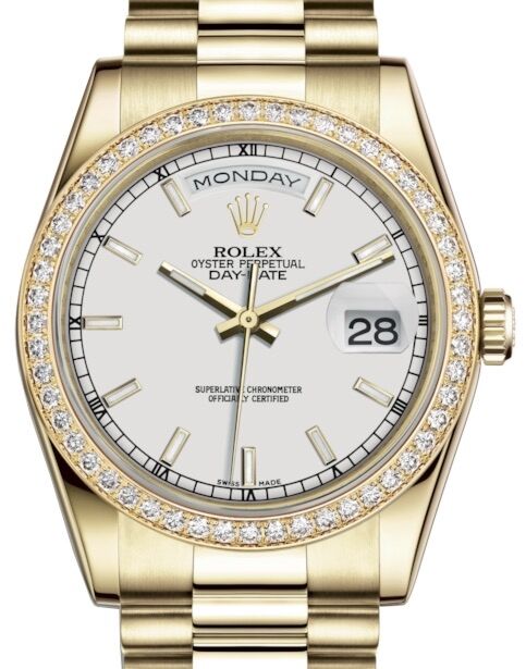 Rolex Day-Date 36 36 mm 118348WSP Yellow Gold/Diamonds White