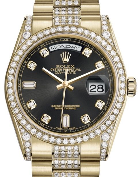 Rolex Day-Date 36 36 mm 118388BDDP Yellow Gold/Diamonds Black