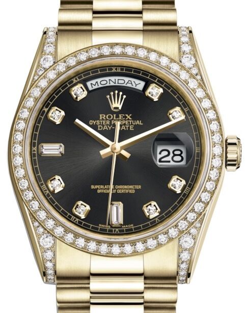 Rolex Day-Date 36 36 mm 118388BDP Yellow Gold/Diamonds Black