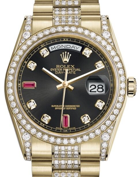 Rolex Day-Date 36 36 mm 118388BDRDP Yellow Gold/Diamonds Black
