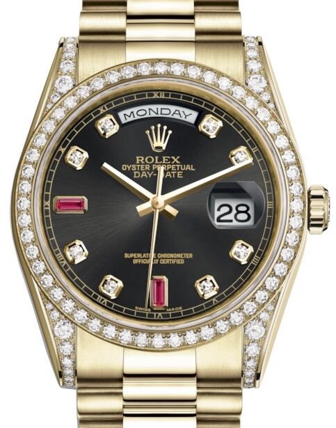 Rolex Day-Date 36 36 mm 118388BDRP Yellow Gold/Diamonds Black