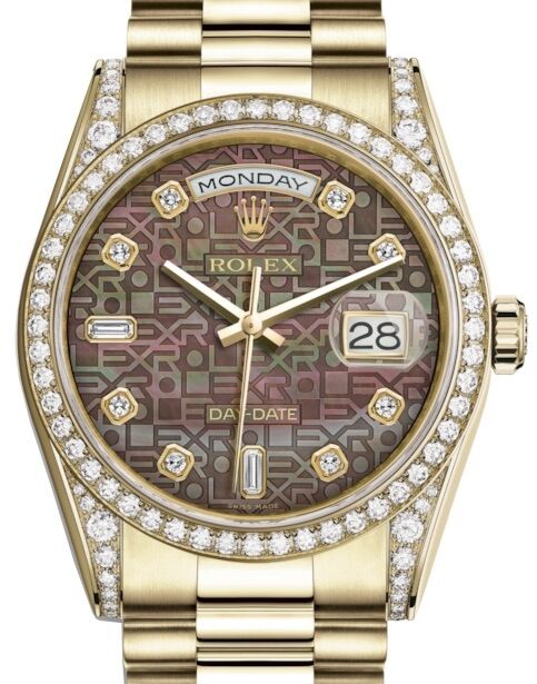 Rolex Day-Date 36 36 mm 118388BMJDP Yellow Gold/Diamonds Black Mother of Pearl