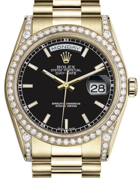 Rolex Day-Date 36 36 mm 118388BSP Yellow Gold/Diamonds Black