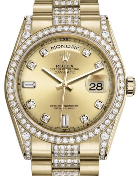 Rolex Day-Date 36 36 mm 118388CDDP Yellow Gold/Diamonds Champagne
