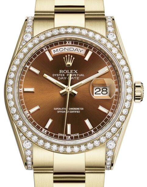 Rolex Day-Date 36 36 mm 118388CGSO Yellow Gold/Diamonds Cognac