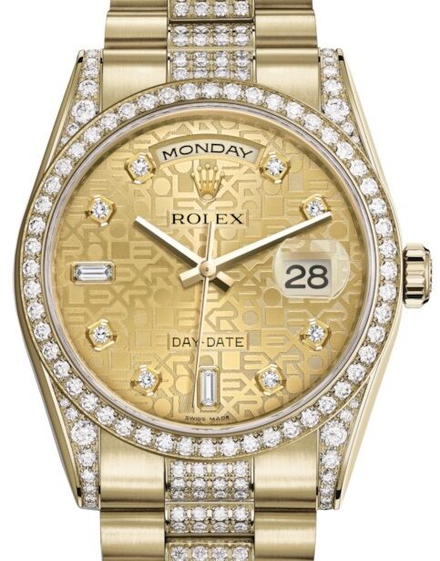 Rolex Day-Date 36 36 mm 118388CJDDP Yellow Gold/Diamonds Champagne