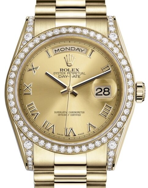 Rolex Day-Date 36 36 mm 118388CRP Yellow Gold/Diamonds Champagne