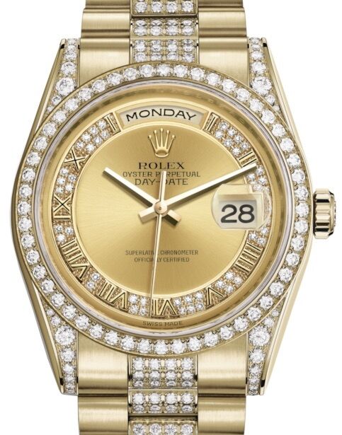 Rolex Day-Date 36 36 mm 118388CSDRDP Yellow Gold/Diamonds Champagne