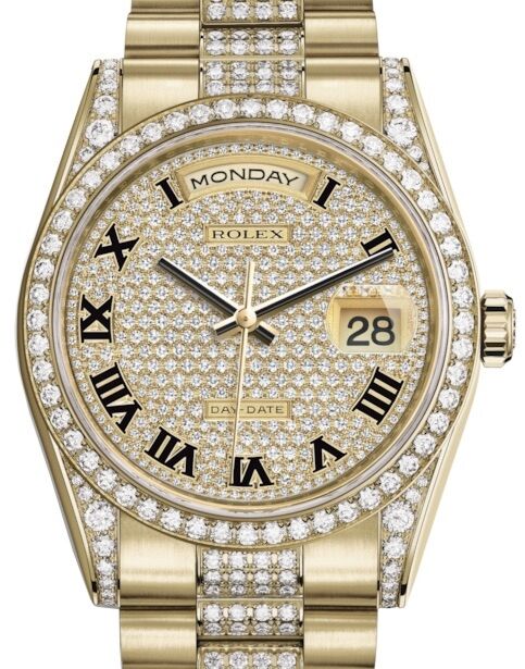 Rolex Day-Date 36 36 mm 118388DPRDP Yellow Gold/Diamonds Diamond Pave