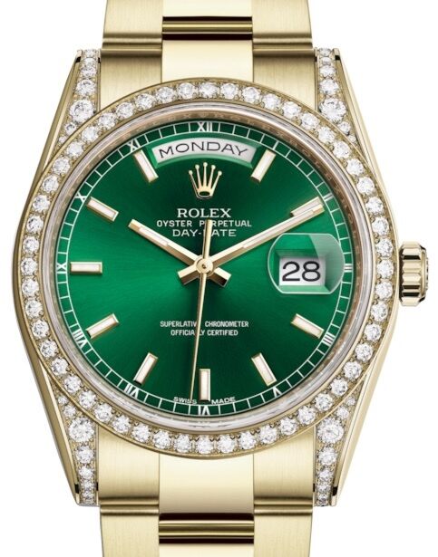 Rolex Day-Date 36 36 mm 118388GSO Yellow Gold/Diamonds Green