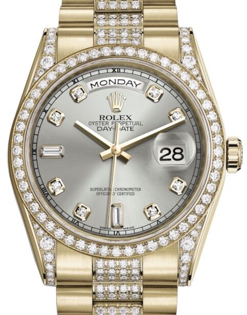 Rolex Day-Date 36 36 mm 118388SDDP Yellow Gold/Diamonds Silver