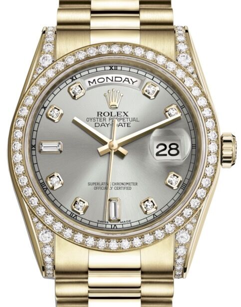Rolex Day-Date 36 36 mm 118388SDP Yellow Gold/Diamonds Silver