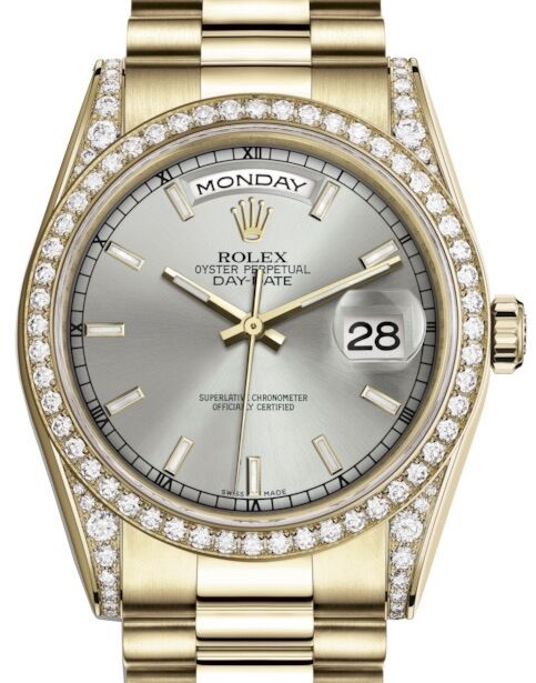 Rolex Day-Date 36 36 mm 118388SSP Yellow Gold/Diamonds Silver