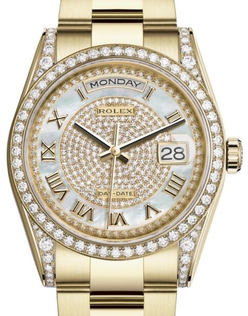 Rolex Day-Date 36 36 mm 118388WMDPRO Yellow Gold/Diamonds White Mother of Pearl