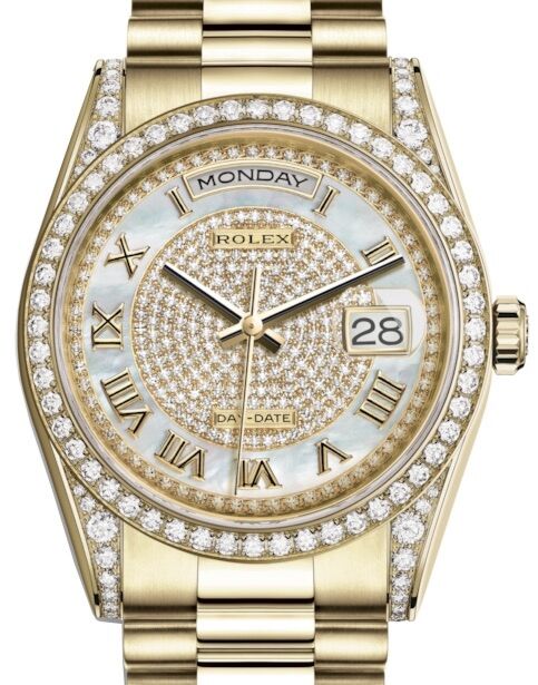 Rolex Day-Date 36 36 mm 118388WMDPRP Yellow Gold/Diamonds White Mother of Pearl