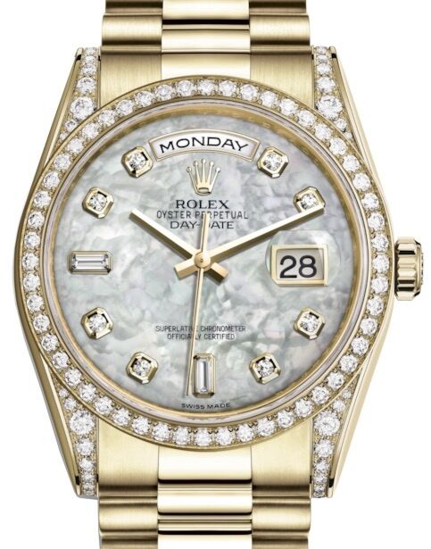 Rolex Day-Date 36 36 mm 118388WMDP Yellow Gold/Diamonds White Mother of Pearl