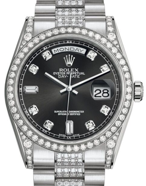 Rolex Day-Date 36 36 mm 118389BDDP White Gold/Diamonds Black
