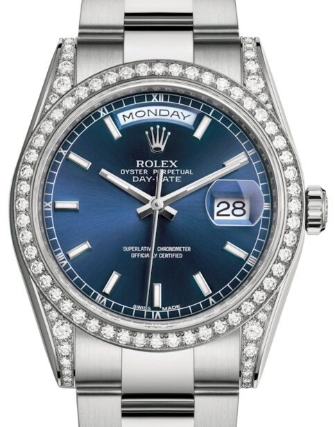 Rolex Day-Date 36 36 mm 118389BLSO White Gold/Diamonds Blue