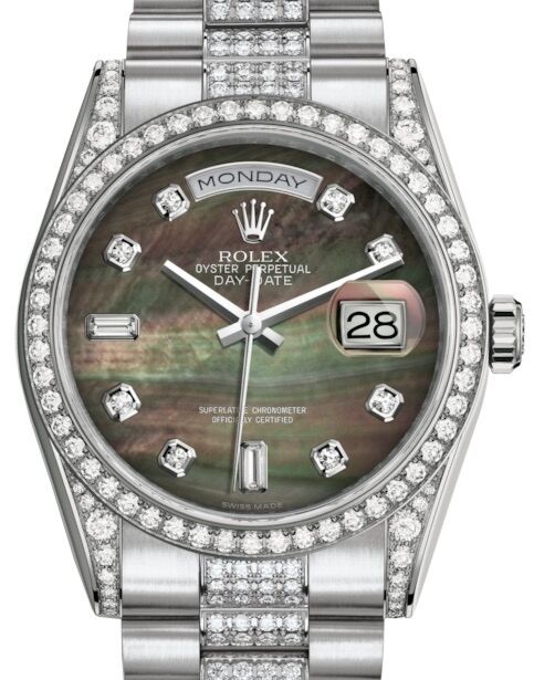 Rolex Day-Date 36 36 mm 118389BMDDP White Gold/Diamonds Black Mother of Pearl
