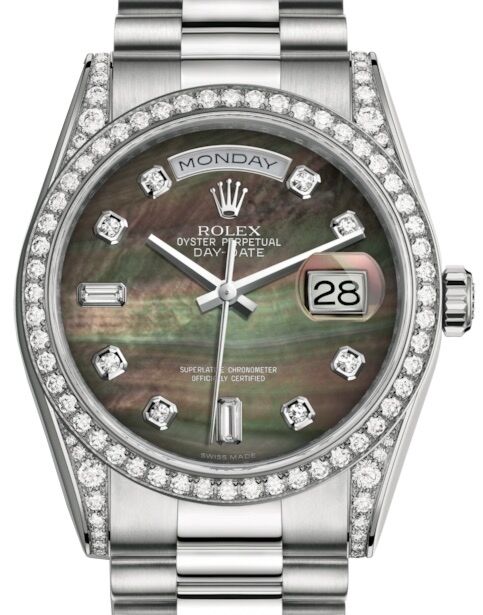 Rolex Day-Date 36 36 mm 118389BMDP White Gold/Diamonds Black Mother of Pearl
