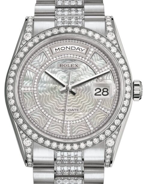 Rolex Day-Date 36 36 mm 118389CWMDDP White Gold/Diamonds White Mother of Pearl
