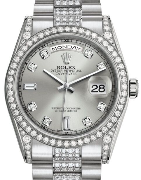 Rolex Day-Date 36 36 mm 118389SDDP White Gold/Diamonds Silver