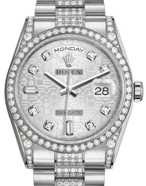 Rolex Day-Date 36 36 mm 118389SJDDP White Gold/Diamonds Silver