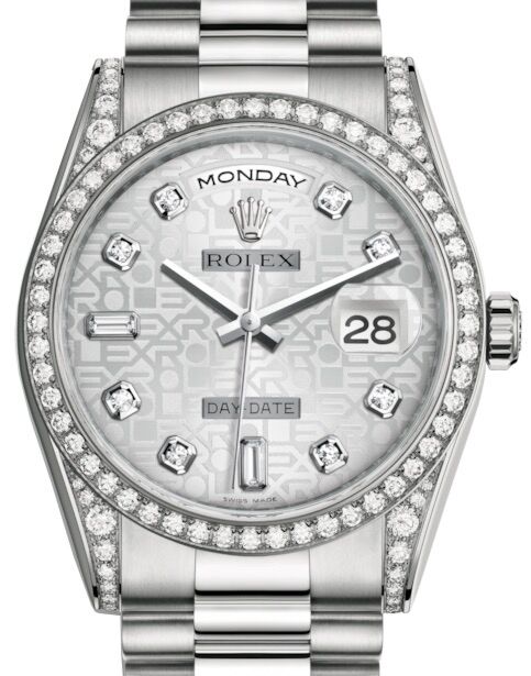 Rolex Day-Date 36 36 mm 118389SJDP White Gold/Diamonds Silver