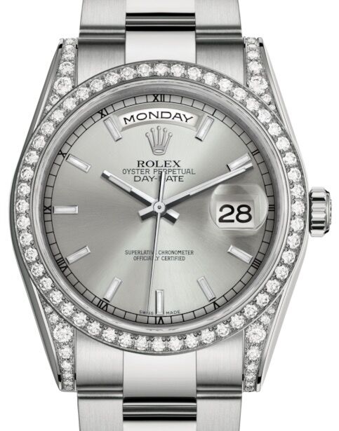 Rolex Day-Date 36 36 mm 118389SSO White Gold/Diamonds Silver